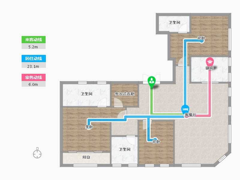 天津-天津市-格调绮园双迎里12号楼建面185m²-126.54-户型库-动静线