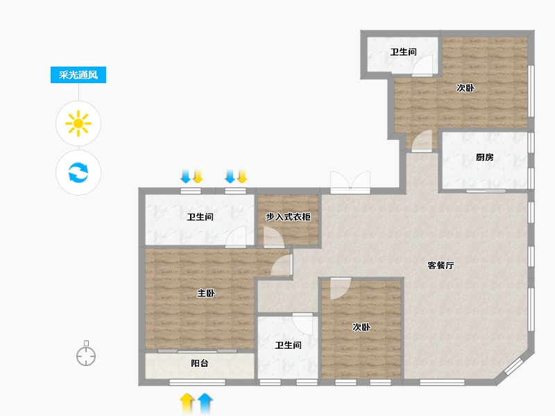 天津-天津市-格调绮园双迎里12号楼建面185m²-126.54-户型库-采光通风