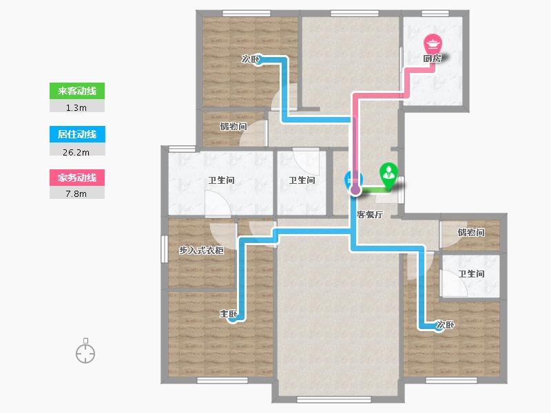 天津-天津市-宾西路5号4号楼建面180m²-144.01-户型库-动静线