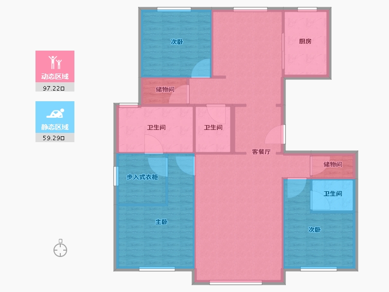 天津-天津市-宾西路5号4号楼建面180m²-144.01-户型库-动静分区