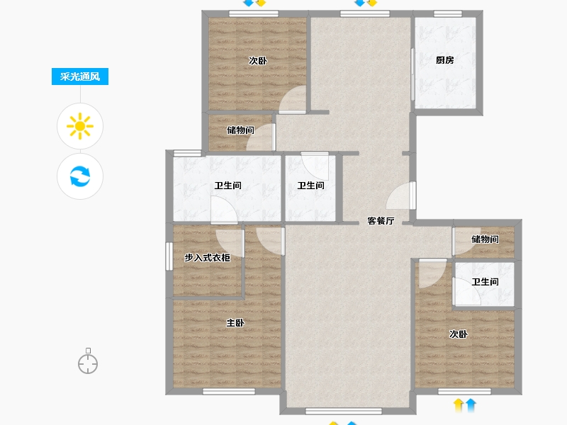 天津-天津市-宾西路5号4号楼建面180m²-144.01-户型库-采光通风