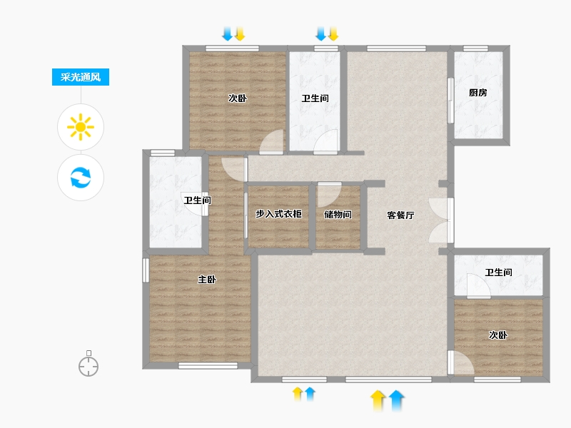 天津-天津市-宾西路5号5号楼建面185m²-148.01-户型库-采光通风