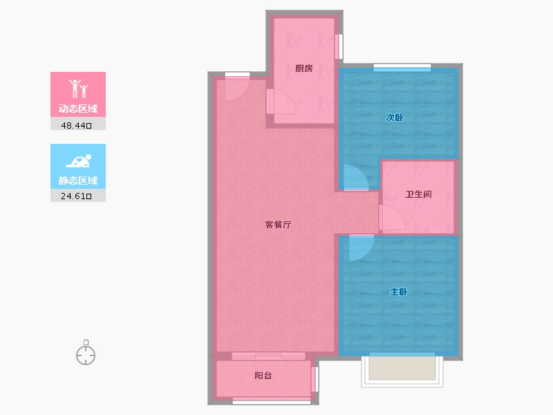 天津-天津市-中海左岸澜庭万锦澜苑9号楼建面82m²-65.61-户型库-动静分区