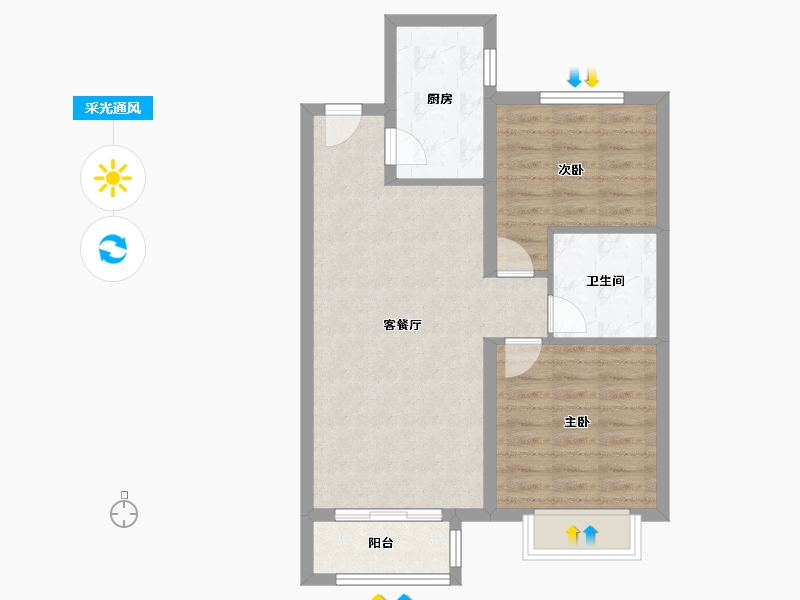 天津-天津市-中海左岸澜庭万锦澜苑9号楼建面82m²-65.61-户型库-采光通风