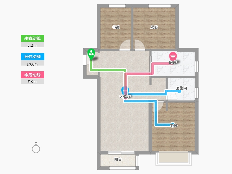 天津-天津市-中海左岸澜庭万锦澜苑7号楼,建面89m²-71.21-户型库-动静线