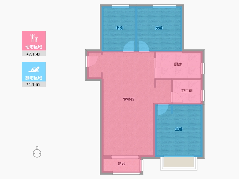 天津-天津市-中海左岸澜庭万锦澜苑7号楼,建面89m²-71.21-户型库-动静分区