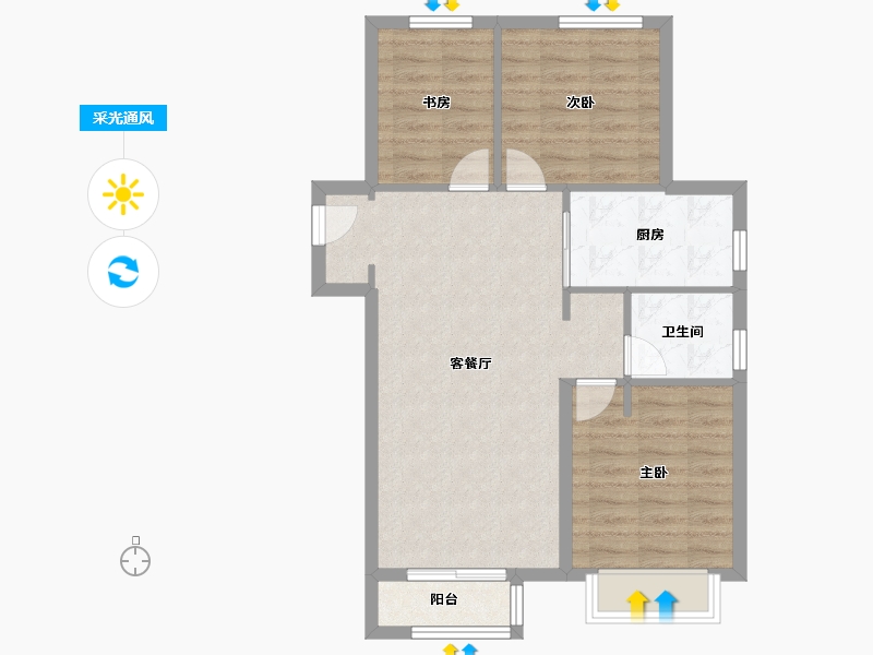 天津-天津市-中海左岸澜庭万锦澜苑7号楼,建面89m²-71.21-户型库-采光通风