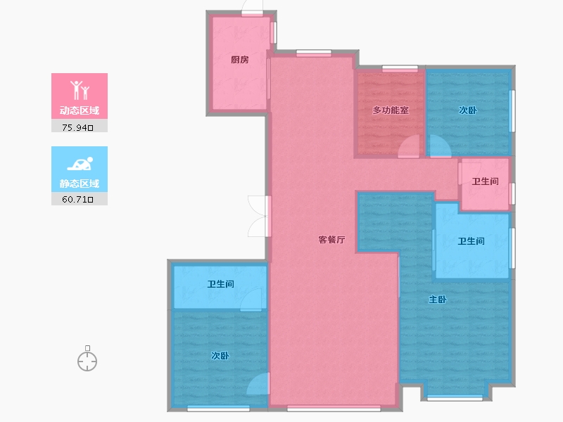 天津-天津市-海河金茂府日辉雅苑3号楼,6号楼建面185m²-125.94-户型库-动静分区