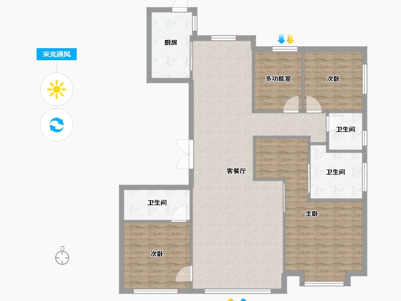 天津-天津市-海河金茂府日辉雅苑3号楼,6号楼建面185m²-125.94-户型库-采光通风