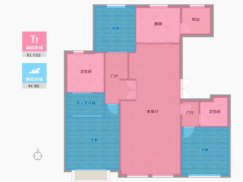 天津-天津市-海河金茂府月辉雅苑6号楼建面155m²-117.89-户型库-动静分区