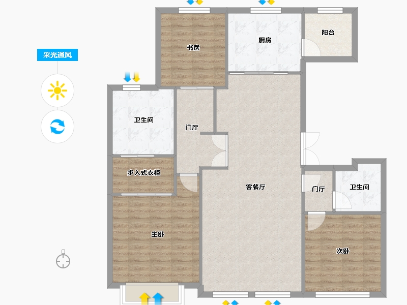 天津-天津市-海河金茂府月辉雅苑6号楼建面155m²-117.89-户型库-采光通风