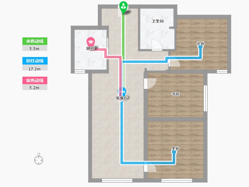 天津-天津市-中海城市广场钻石湾8号楼,10号楼建面108m²-86.40-户型库-动静线