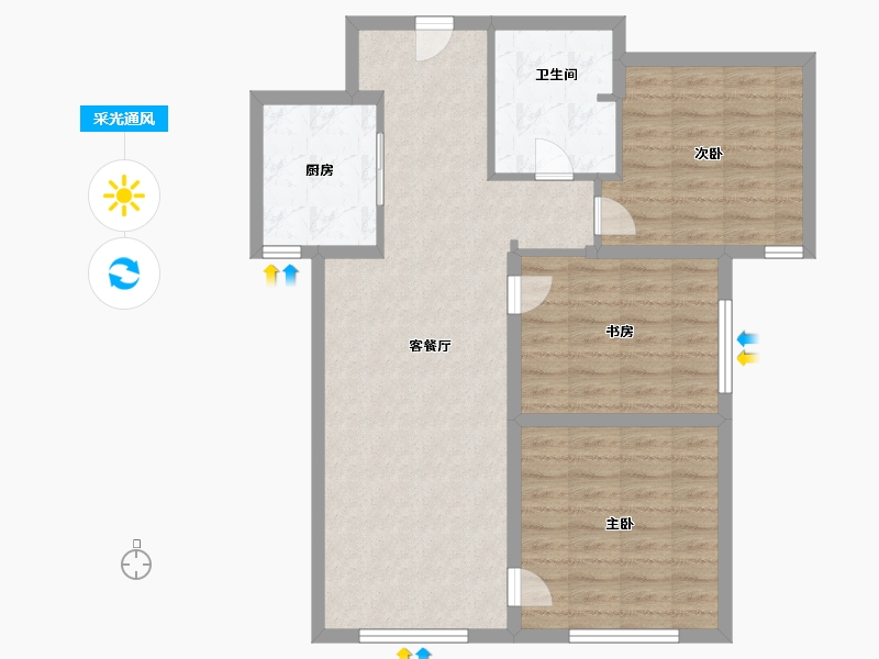 天津-天津市-中海城市广场钻石湾8号楼,10号楼建面108m²-86.40-户型库-采光通风