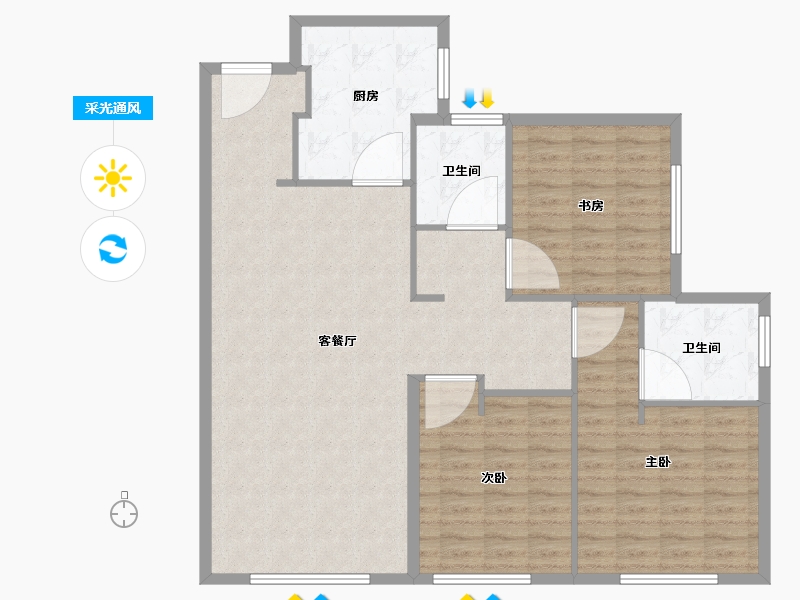 天津-天津市-中海城市广场9号楼建面146m²-116.81-户型库-采光通风