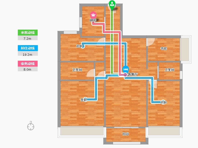 河南省-郑州市-碧桂园天麓1号楼131m²-104.94-户型库-动静线