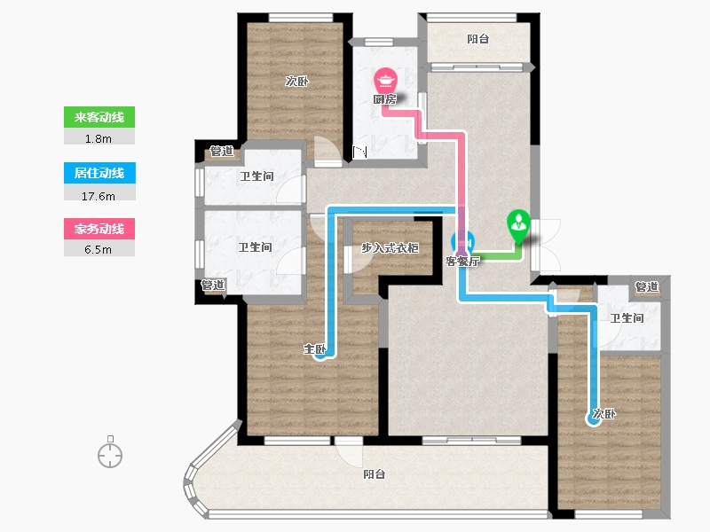 四川省-成都市-西派浣花1号楼176m²-131.62-户型库-动静线