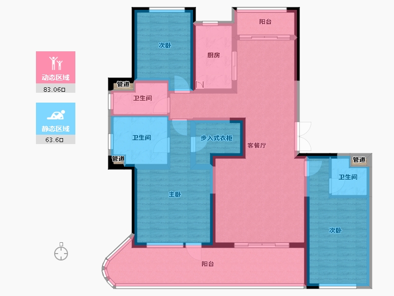 四川省-成都市-西派浣花1号楼176m²-131.62-户型库-动静分区