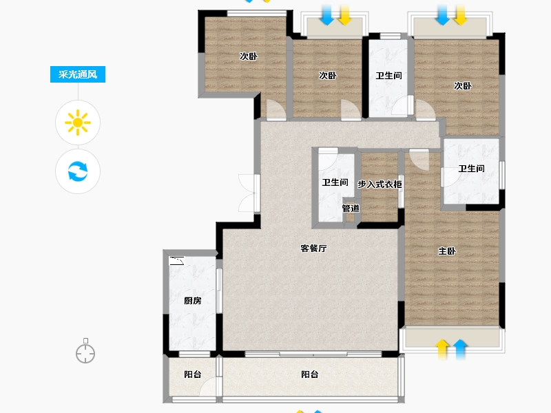 四川省-成都市-金科博翠府1,6,8,9号楼179m²-142.52-户型库-采光通风