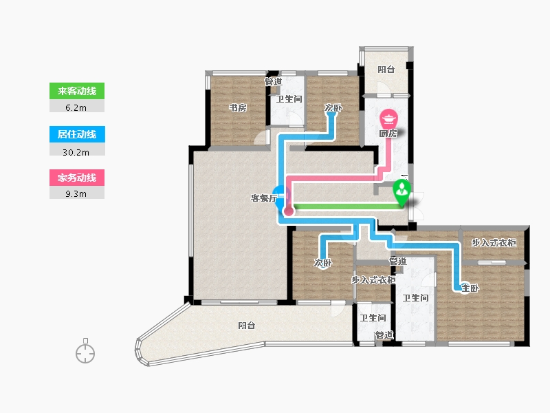 四川省-成都市-西派浣花2号楼,3号楼245m²-192.23-户型库-动静线