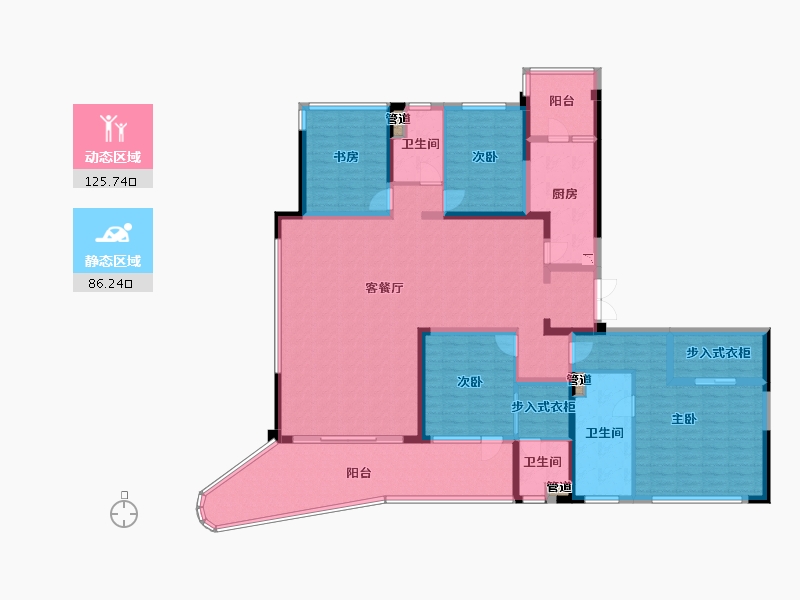 四川省-成都市-西派浣花2号楼,3号楼245m²-192.23-户型库-动静分区