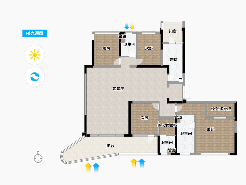 四川省-成都市-西派浣花2号楼,3号楼245m²-192.23-户型库-采光通风