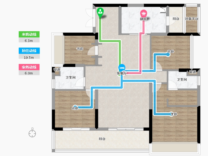 四川省-成都市-当代璞誉5号楼,7号楼,13栋,4栋142m²-117.83-户型库-动静线