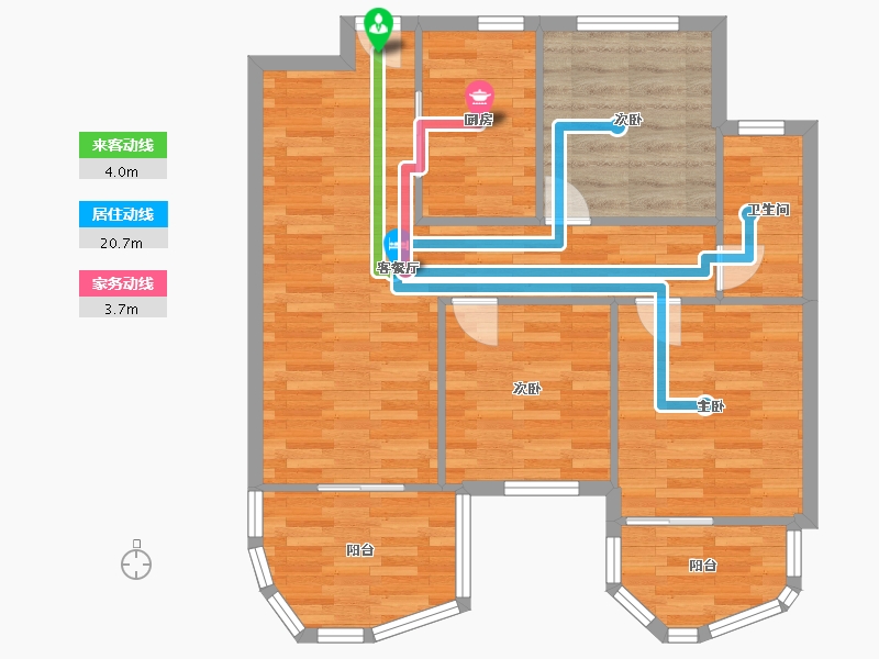 河南省-郑州市-瀚海思念城98m²-78.41-户型库-动静线