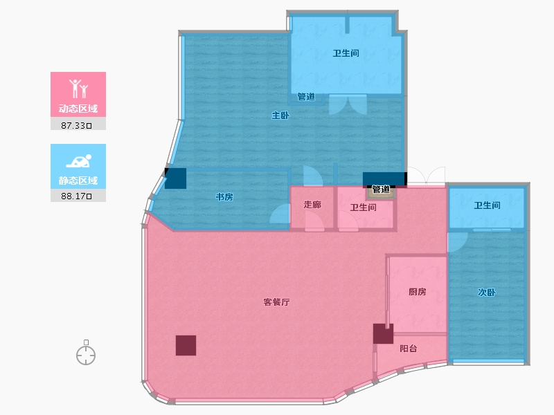 四川省-成都市-新希望D10天府1号楼,3号楼200m²-161.72-户型库-动静分区