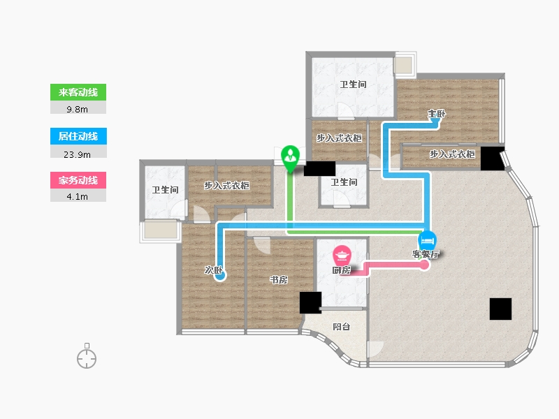 四川省-成都市-新希望D10天府1号楼,3号楼220m²-166.33-户型库-动静线