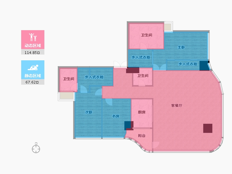 四川省-成都市-新希望D10天府1号楼,3号楼220m²-166.33-户型库-动静分区