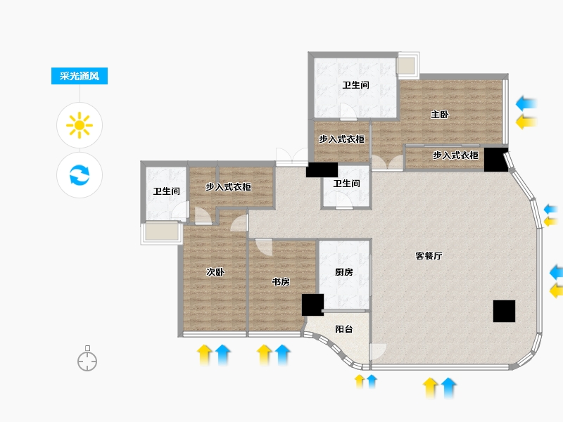 四川省-成都市-新希望D10天府1号楼,3号楼220m²-166.33-户型库-采光通风