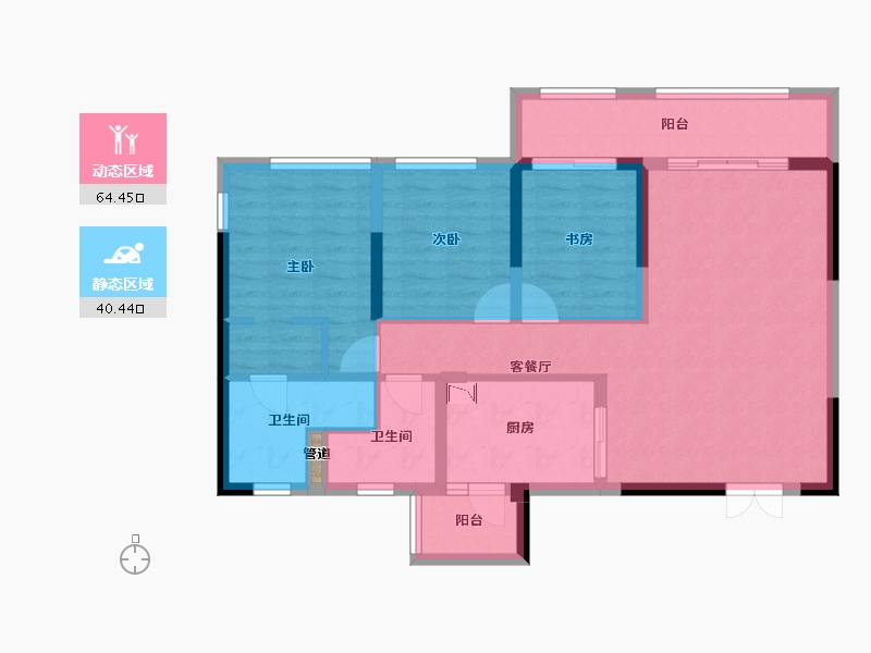 四川省-成都市-双楠悦天地119m²-93.76-户型库-动静分区