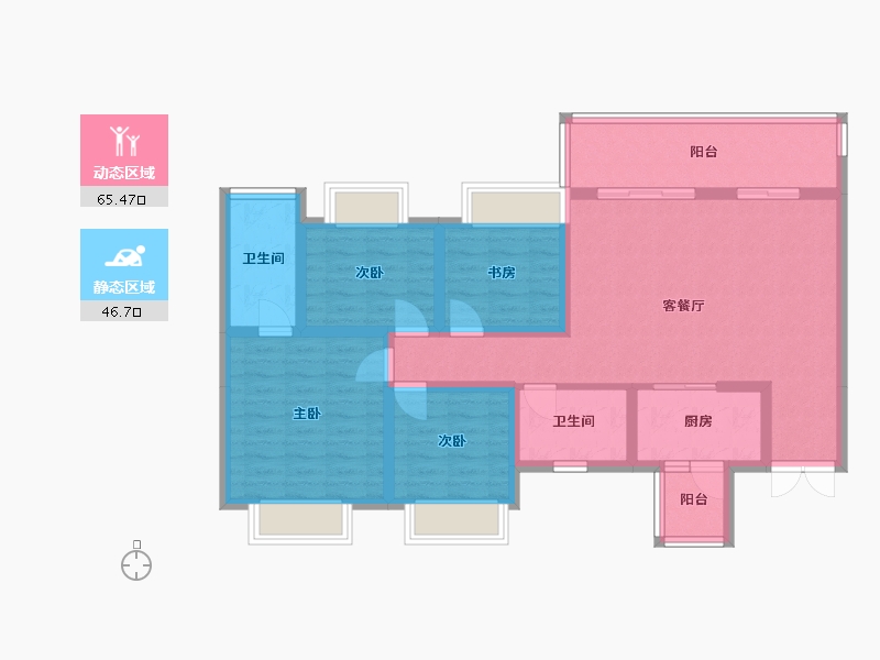 四川省-成都市-香悦府3栋130m²-99.38-户型库-动静分区