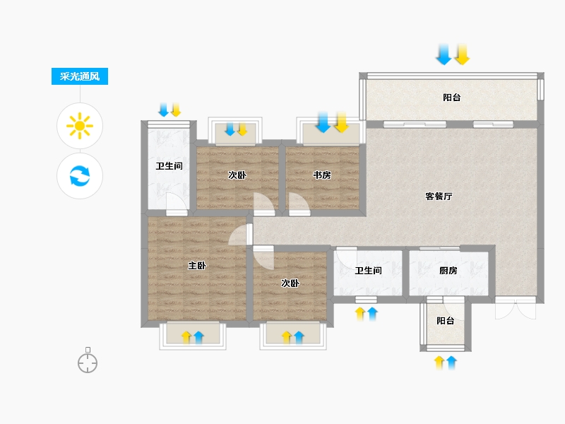 四川省-成都市-香悦府3栋130m²-99.38-户型库-采光通风