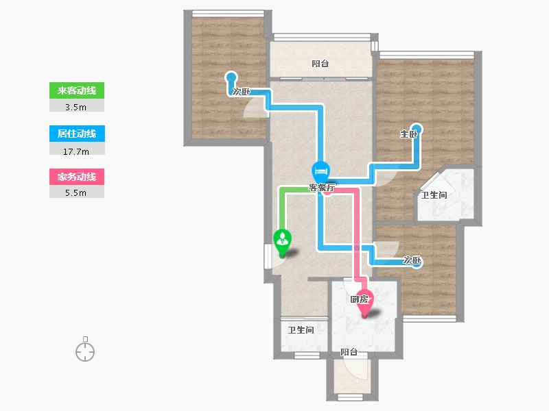 四川省-成都市-南城都汇汇彩园3号楼,4号楼93m²-74.40-户型库-动静线