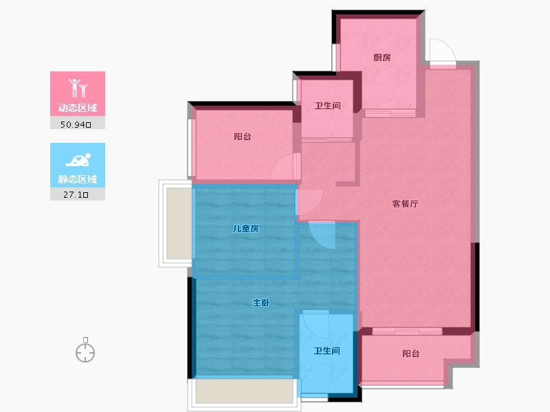 广东省-佛山市-万科金域时光-69.24-户型库-动静分区