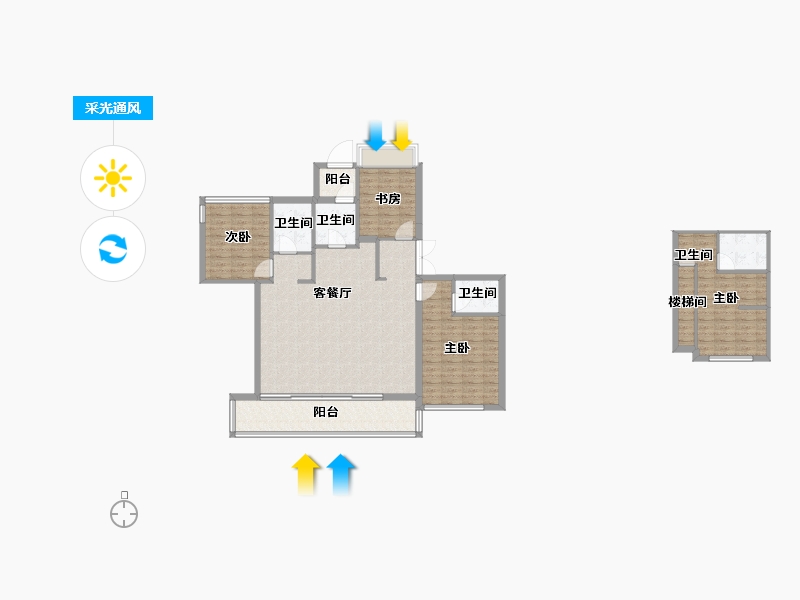 四川省-成都市-珑悦锦云花园3号楼,9号楼,12号楼155m²-123.99-户型库-采光通风