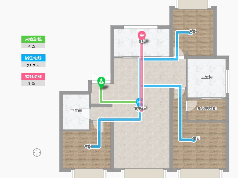 天津-天津市-梅江壹号院11栋建面155m²-105.87-户型库-动静线