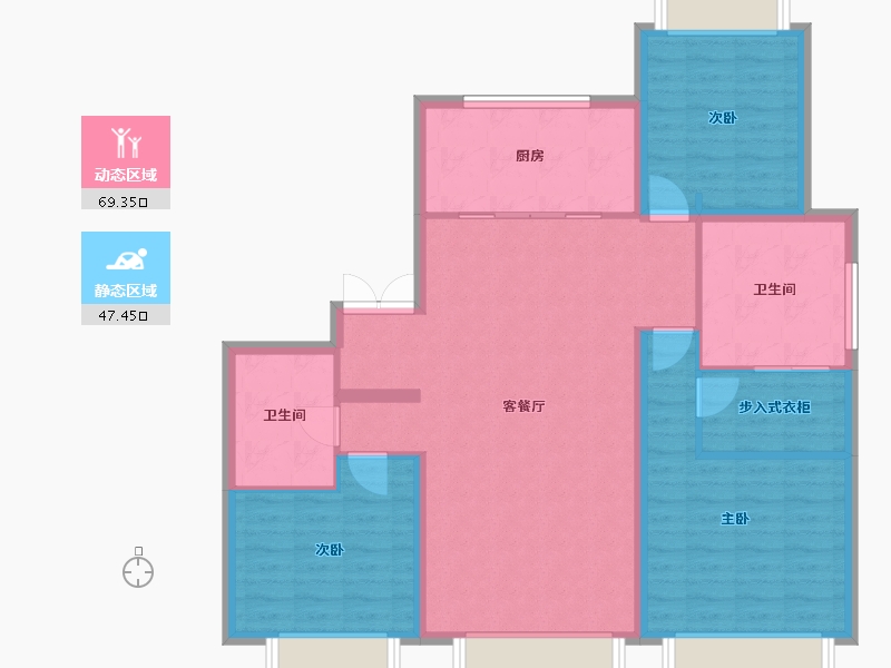 天津-天津市-梅江壹号院11栋建面155m²-105.87-户型库-动静分区