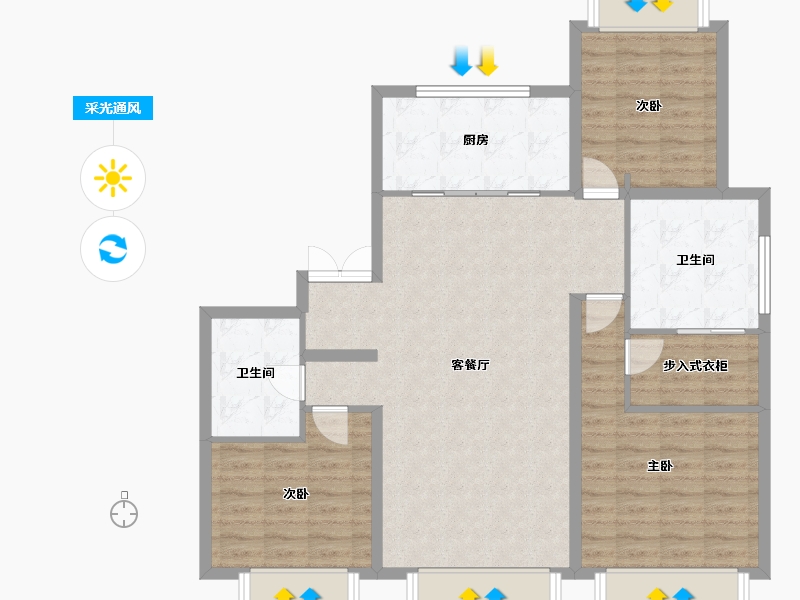 天津-天津市-梅江壹号院11栋建面155m²-105.87-户型库-采光通风