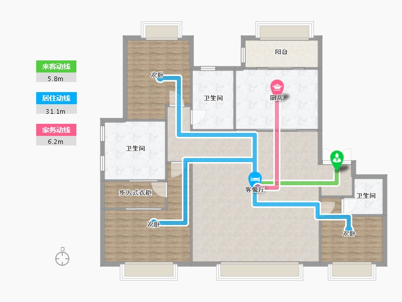 天津-天津市-梅江壹号院12栋,13栋,14栋建面205m²-164.00-户型库-动静线