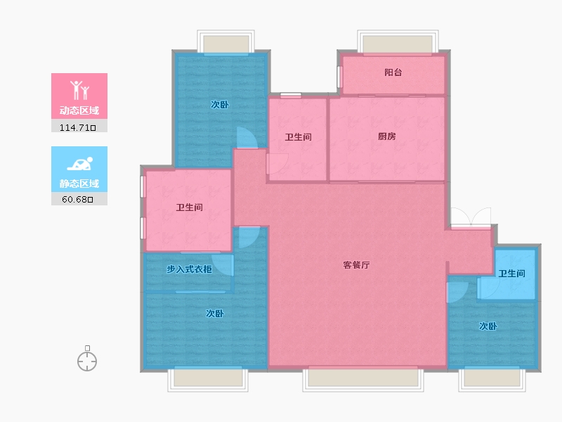 天津-天津市-梅江壹号院12栋,13栋,14栋建面205m²-164.00-户型库-动静分区