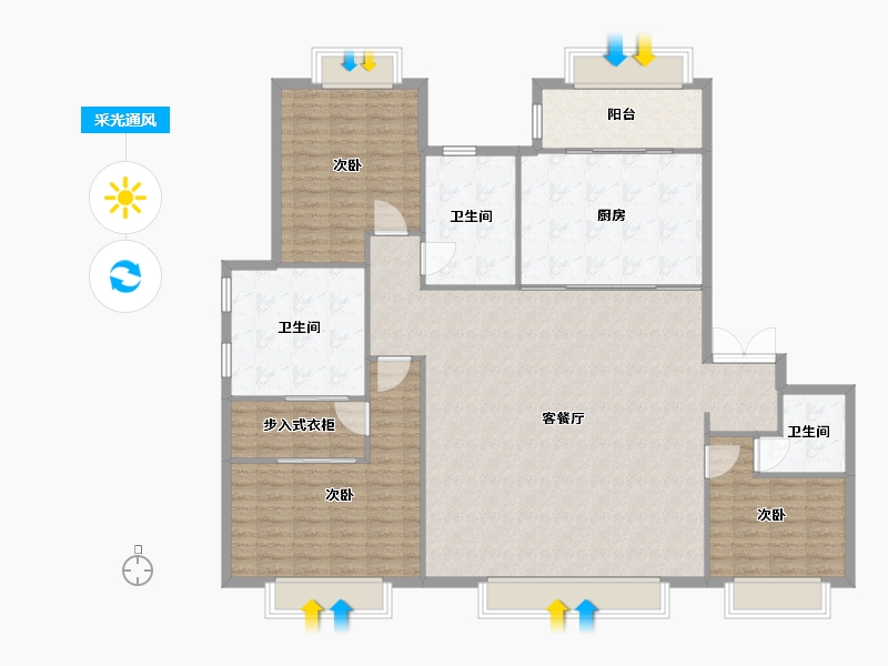 天津-天津市-梅江壹号院12栋,13栋,14栋建面205m²-164.00-户型库-采光通风