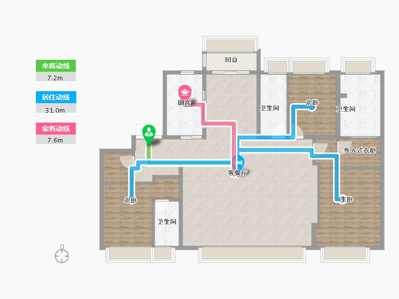 天津-天津市-梅江壹号院13栋,建面224m²-179.20-户型库-动静线