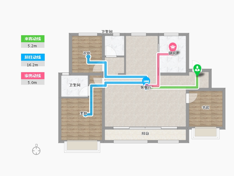 天津-天津市-融侨阳光城皓玥9号楼,10号楼,建面128m²-102.39-户型库-动静线