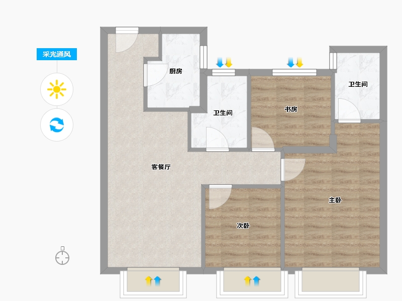 天津-天津市-中骏宸景湾,12号楼,14号楼建面95m²-66.16-户型库-采光通风