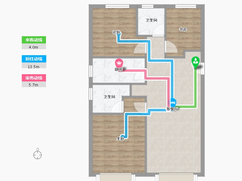 天津-天津市-中骏宸景湾,12号楼,14号楼建面103m²-73.19-户型库-动静线