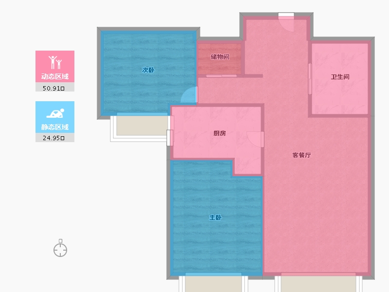 天津-天津市-万科翡翠紫台5号楼,6号楼,7号楼建面86m²-68.80-户型库-动静分区