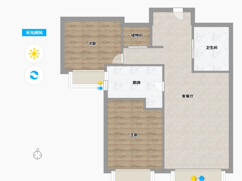 天津-天津市-万科翡翠紫台5号楼,6号楼,7号楼建面86m²-68.80-户型库-采光通风