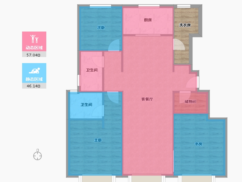 天津-天津市-万科翡翠紫台12号楼,13号楼,16号楼,17号楼,23号楼,25号楼,28-100.00-户型库-动静分区